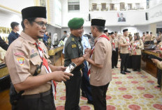 Walikota Palembang Lantik Pengurus Pramuka Baru, Kasdim 0418/Palembang Letkol Inf Dery Septriandi Turut Hadir