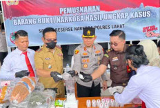 Polres Lahat Musnahkan Sabu dan Ganja 8 Kg