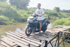 Jembatan Kayu Penghubung Dua Jalan Mulai Goyang 