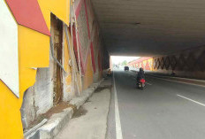 Dinding Under Pass Simpang Patal Pusri Rusak Sebagian