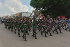 HUT TNI, Kodam II/Sriwijaya Gladi Defile Pasukan dan Alutsista TNI