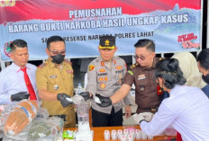 Polres Lahat Musnahkan Sabu dan Ganja 8 Kg